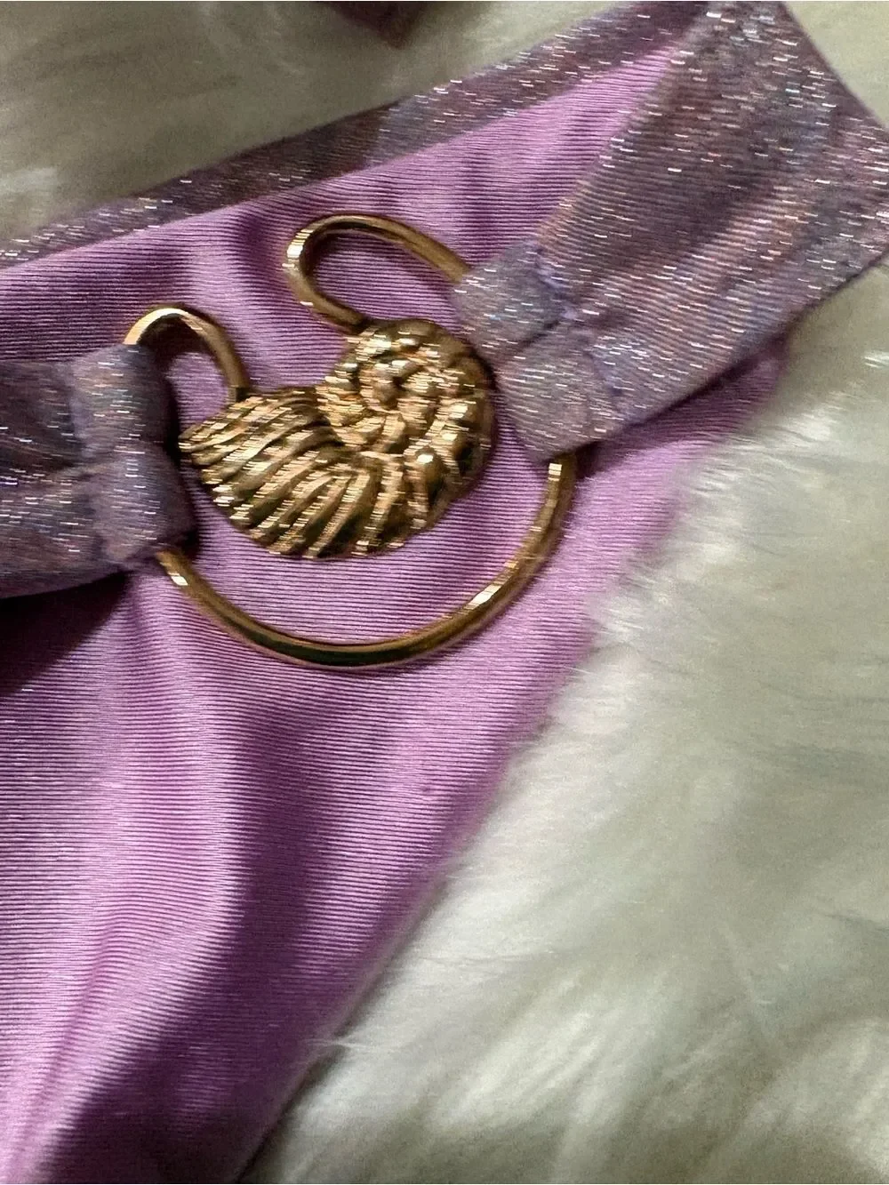 Lilac Bandeau Bikini Set with Gold Ring Accents - Women Swim